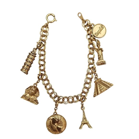 Ravello Gold Tone Monuments Of The World Charm Bracelet, Signed C682 - Picture 7 of 7